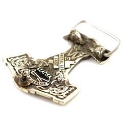 Thor&rsquo;s Hammer German silver belt buckle, Scandinavian Viking Mjolnir belt buckle