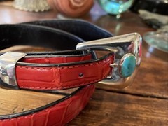 Navajo Sterling Silver Turquoise Belt Buckle 33-35-1.25-.75🐊✅