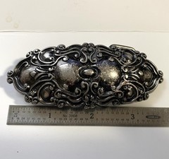 Elongated Oval Dark Silver Tone Belt Buckle 3.75&Prime; x 1.5&Prime; Fits 1-1/8&Prime; wide belt