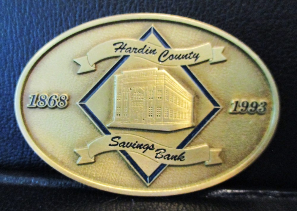 Harcin County Savings Bank Iowa Brass Belt Buckle 1993 Vintage Collectible