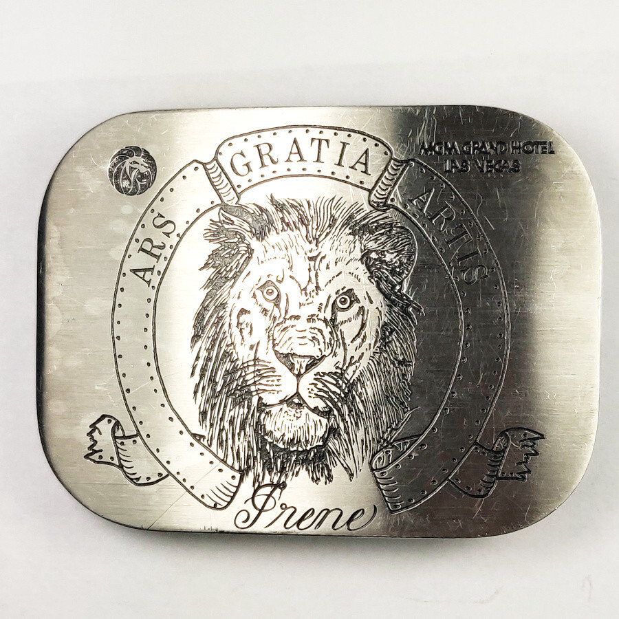 Metro Goldwyn Mayer MGM Lion Head Las Vegas Etched Belt Buckle