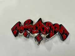 Poker Card Deck Suits, Heart Diamond Spade Blood red cutout large Belt Buckle