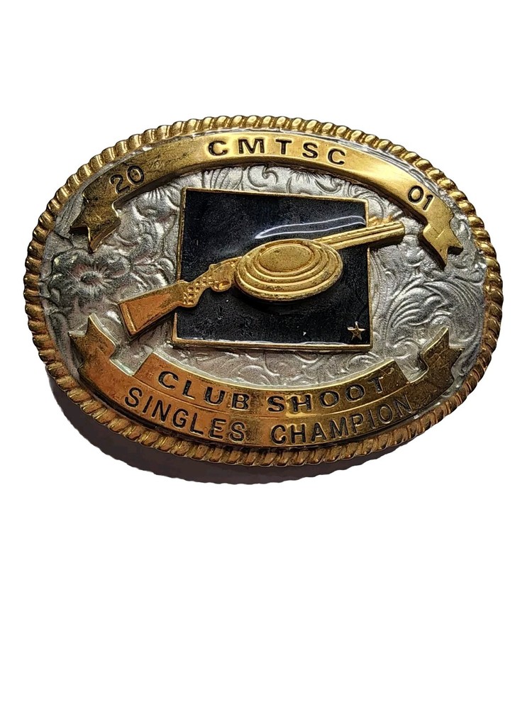 Vintage 2001 Cheyenne Trap And Shoot Club Trophy Belt Buckle Singles Champion