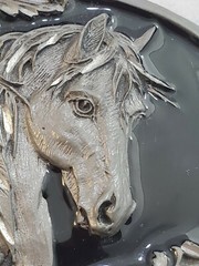 Black Enameled Diamond Cut Pewter Horse Buckle