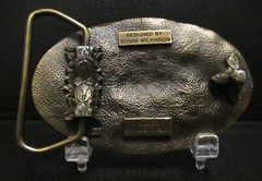 Vintage ASSE Powder River Section Wyoming Montana Brass Belt Buckle Eagle Wheat