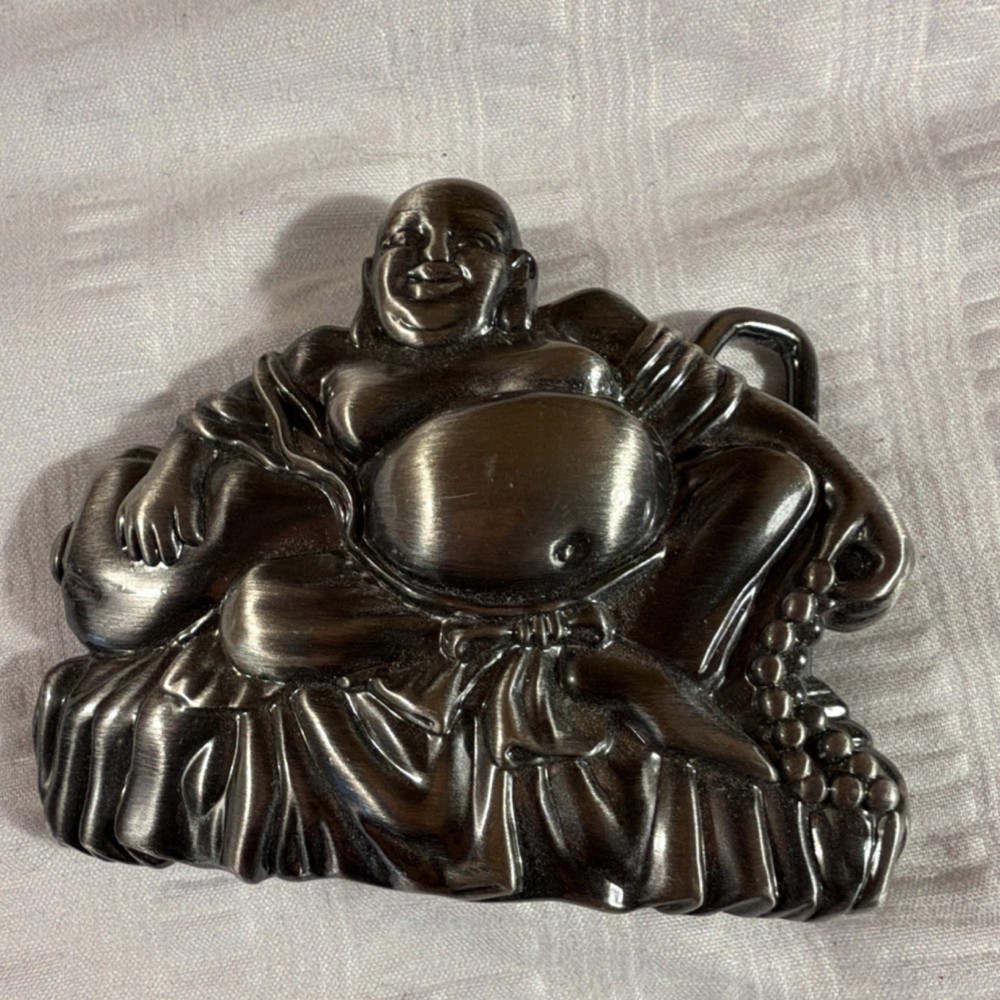 SMC LLC Laughing Buddha Black Metal Clip Belt Buckle Fits 1.5 in Belt