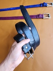 3.8CM Black 100% Genuine Ostrich Legs Leather Skin Men Belt Buckle-Handmade