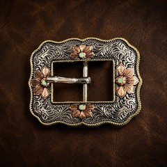 Two Tone Western Belt Buckle 2.25” X 1.75”