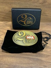 NRA Golden Eagles 20th Anniversary Belt Buckle – Red Logo – Brass