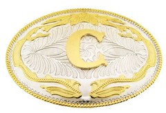 Initial A-Z Letter Belt Buckle Western Men Women Really Cowboy Rodeo Gold Silver