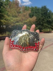 Western Buckle Gold Silver Red Black Red Horse Cowboy Buckle 2 » Hebilla Vaquero