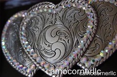 Nocona BLAZIN ROXX RHINESTONE COWGIRL Belt Buckle with THREE HEARTS 37534