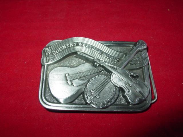 1984 Bergamot Brass Works Country WestMusic Belt Buckle Fiddle & Banjo & Guitar