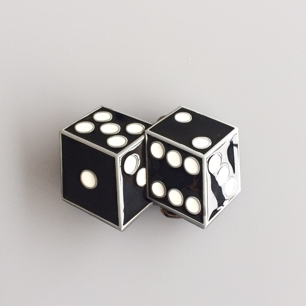 Black Enamel Dices Casino Gamble Vintage Belt Buckle Gurtelschnalle
