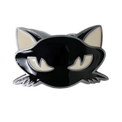 Vintage Style Black Enamel Cat Animal Belt Buckle