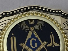 Masonic Symbols Belt Buckle Western Style Black and Gold (W167)