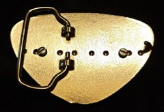 Vintage BELT BUCKLE Silver tone Polished Jasper stone belt buckle
