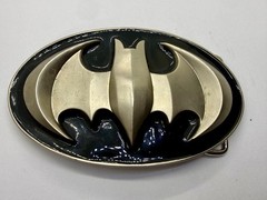 Batman DC Comics Superhero S07 Black & Silver Color Used Oval Belt Buckle