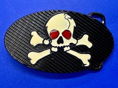 Creepy Red Eyes Skull Crossbones Halloween Gothic Punk Vibe Enameled Belt Buckle