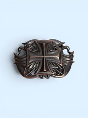 Maltese Cross Belt Buckle Cutout Gothic Outlaw Biker Punk Bronze Brown