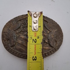 Vtg United States of America Belt Buckle 2 Eagles Bracketing Stars and Stripes