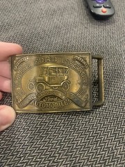 Vintage Model T Belt Buckle & Key Ring Henry Ford Detroit Automobile Record Year