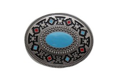 Men Women Buckle Silver Metal Western Fashion Turquoise Blue Ethnic Bohemian