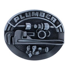 CTM Men&rsquo;s Silver Trade Plumber Belt Buckle