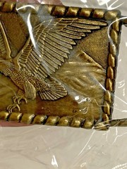 NEW! BRASS BELT BUCKLE SOARING BALD EAGLE RECTANGULAR 3×2 National Bird NOS
