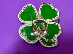 Lucky Four Leaf Clover Shamrock Green Silver Novelty Bottle Opener & Belt Buckle