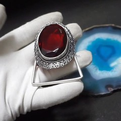 Vintage Western Belt Buckle Red Garnet glass Silver Tone Cowboy Belt Buckle