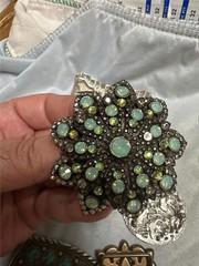 Huge Vintage Lot Of Eight Belt Buckles with Stones, etc AS IS See Description