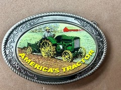 America&rsquo;s Tractor Agricultural Farm Scene Farmers Western Style Belt Buckle