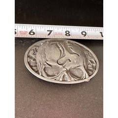 Skull Belt Buckle Metal Oval Lead-Free Gothic Design 5&Prime;x3&Prime; One Size