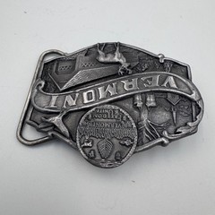 Vintage 1986 Siskiyou Vermont State Belt Buckle T-55 Freedom & Unity Made in USA