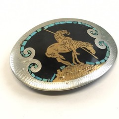 Vintage Johnson & Held Native American End of the Trail Southwest Belt Buckle