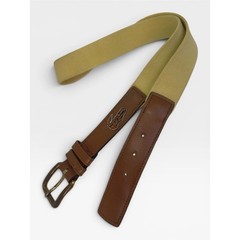 Lacoste Men&rsquo;s Brown Leather & Beige Canvas Belt size 34/85