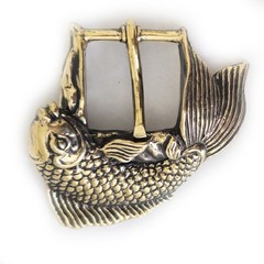 Koi Fish Swimming Brass Belt Buckle