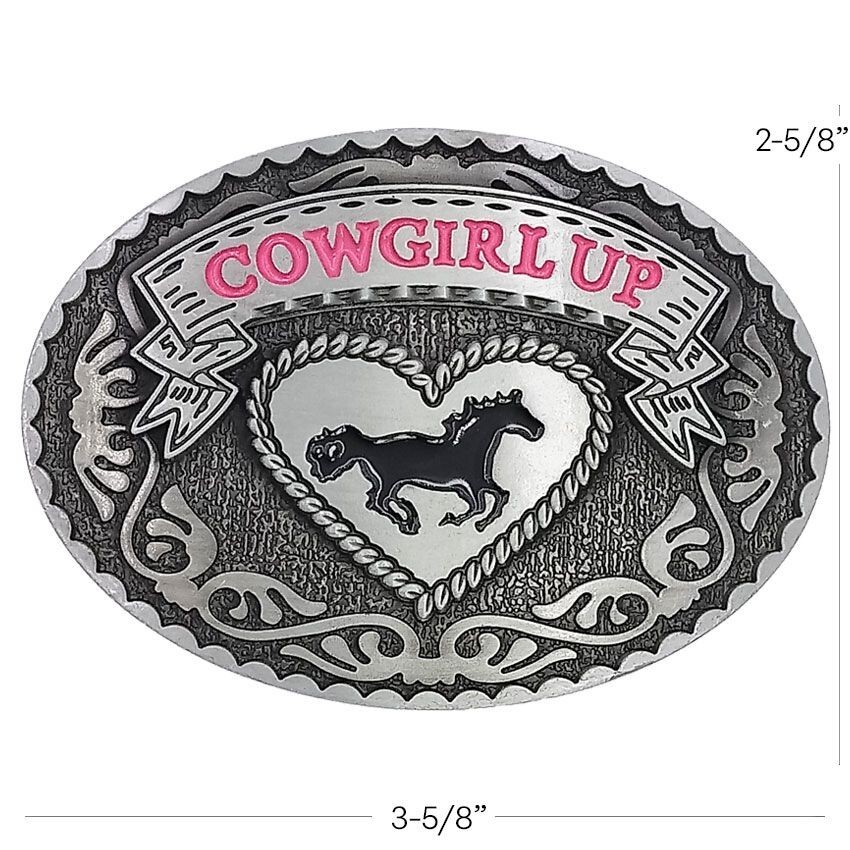 Cowgirl Up Western Belt Buckle Cowboy Cowgirl All Metal