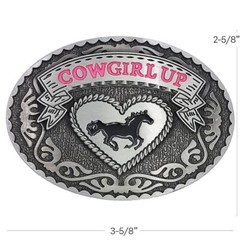 Cowgirl Up Western Belt Buckle Cowboy Cowgirl All Metal