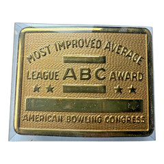 Vintage American Bowling Congress Most Improved Average Award Belt Buckle
