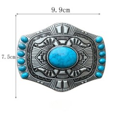 Western Belt Buckle for Men Vintage Style Cowboy Rodeo Wear Turquoise Bohemia