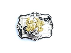 Western Buckle Gold Black Silver Roosters Cowboy 2 »Buckle Hebilla Vaquero Gallo
