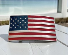 United States Flag Rectangular Enamel Belt Buckle Unbranded