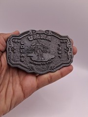 Vtg. Uniq Hit Line USA Local 1931 UMWA Is Here To Stay Belt Buckle.