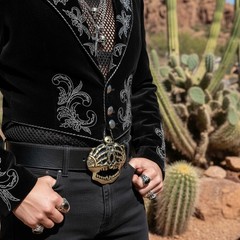 Men Women Dark Gold Belt Buckle Skull Skeleton Bones Pirate King Crown Halloween