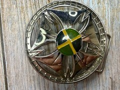 Jamaica Jamaican Flag Spinner Wheel Rim Round Moving NOS Belt Buckle