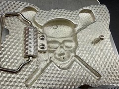 Raised Pirate Skull in Red Bandana Swords Gothic Punk Biker Vibe Belt Buckle