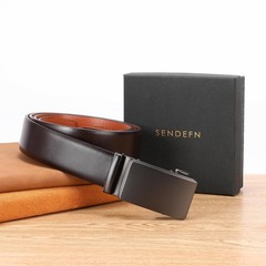 SENDEFN Men&rsquo;s Leather Belt – 28&Prime; to 44&Prime; Waist Adjustable, Coffee-iron Gray