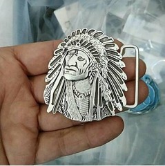 Native American Chief Belt Buckle 925 Antique Silver | Unpainted & For Painting